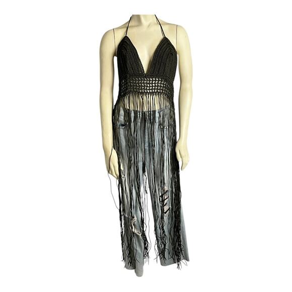 Festival Top Shirt Blouse Concert Summer Crochet Fringe Beach Crop y2k Tank Boho - Picture 1 of 10